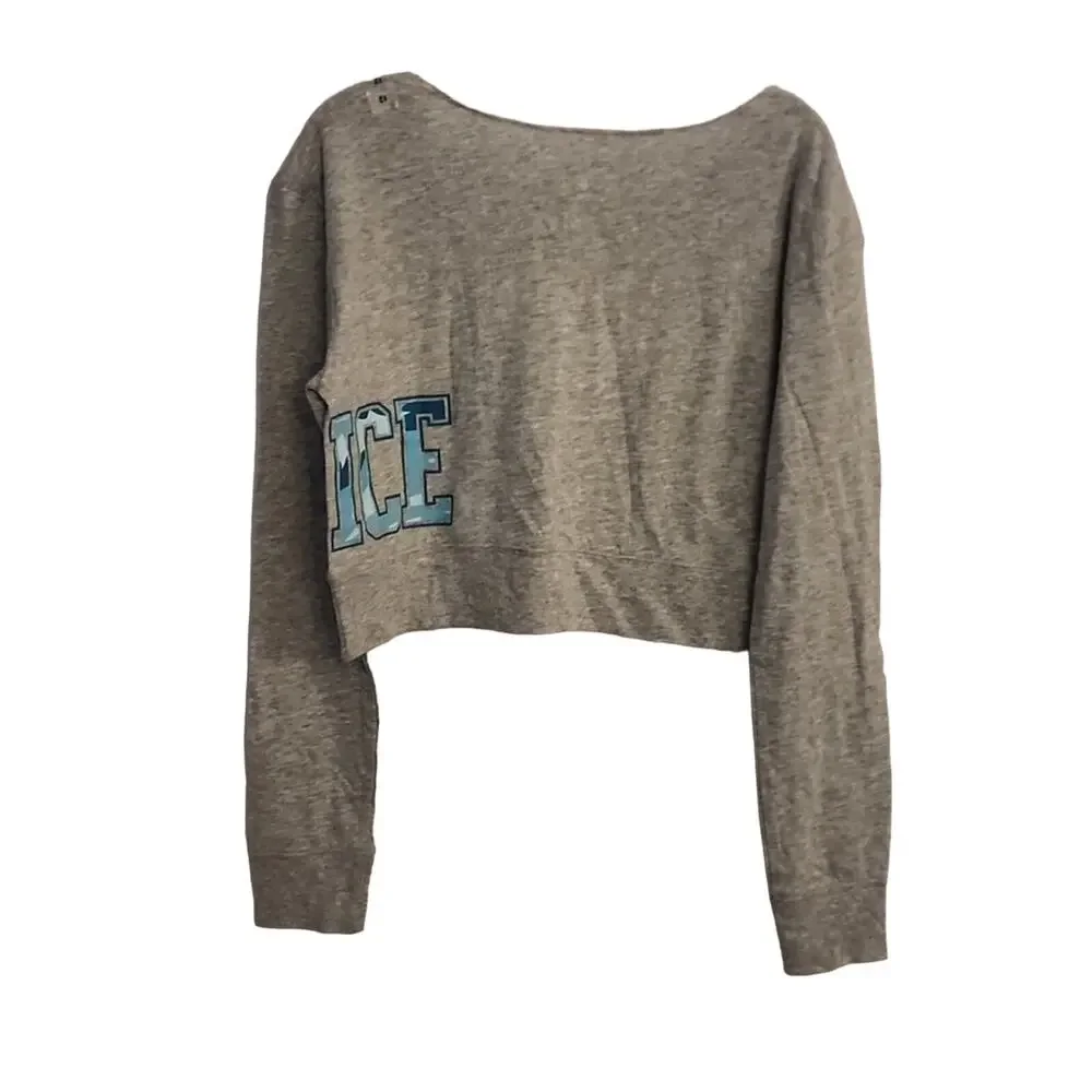 Justice Gray Heather Logo Crop Top